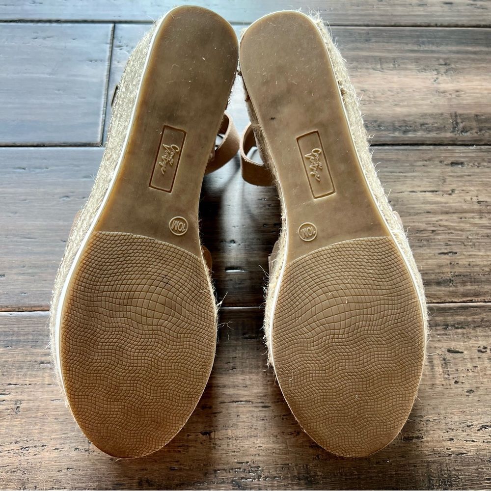 CROWN VINTAGE Daffodil Espadrille Platform Wedge Sandal Heel Tan Suede Size 10 - Picture 13 of 16